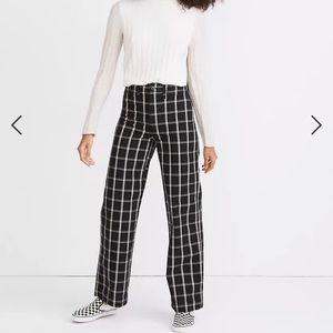 NWT Emmett slim wide-leg full length pants in windowpane check